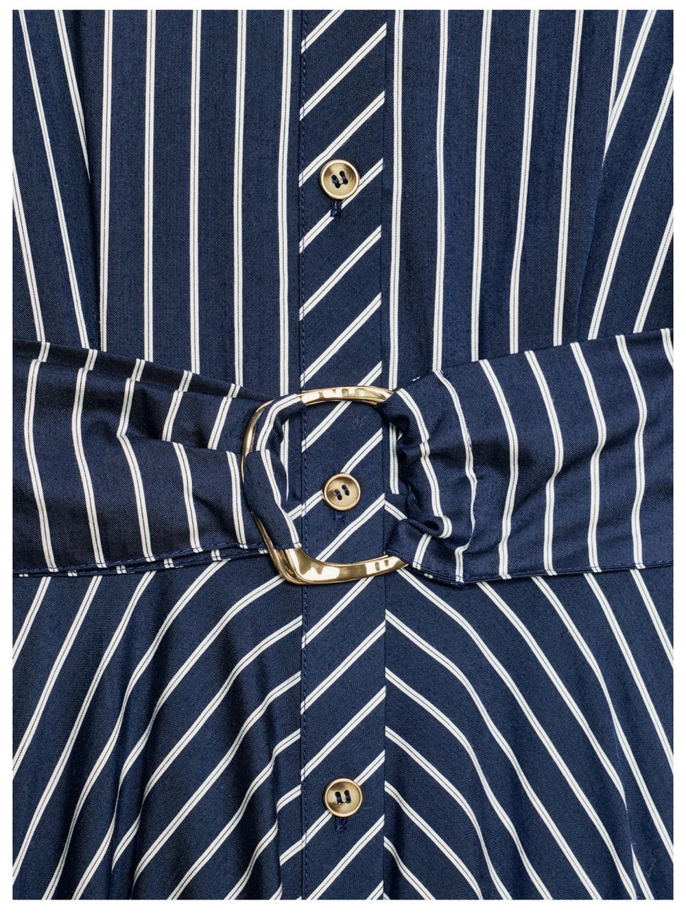 Zara Navy and White Striped Midi Shirt Dress with Belt - Picture 8 of 12